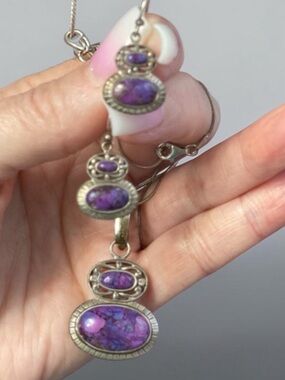 Designer NK Purple Mojave Turquoise Sterling Silver Demi Parure